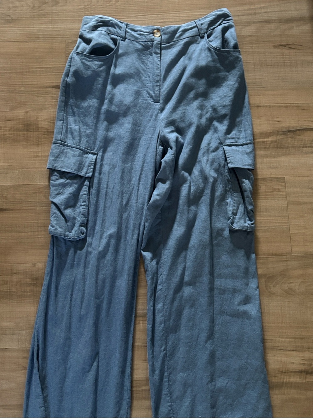 Sincerely Jules Dusty Blue Wide-Leg Cargo Pants